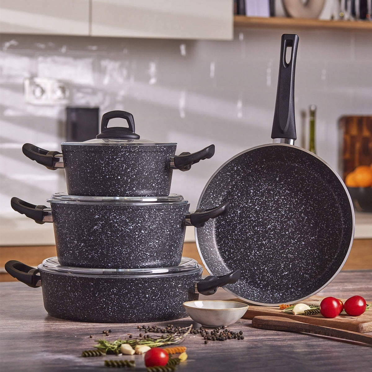 Dark Granite 4 Piece Cookware Set