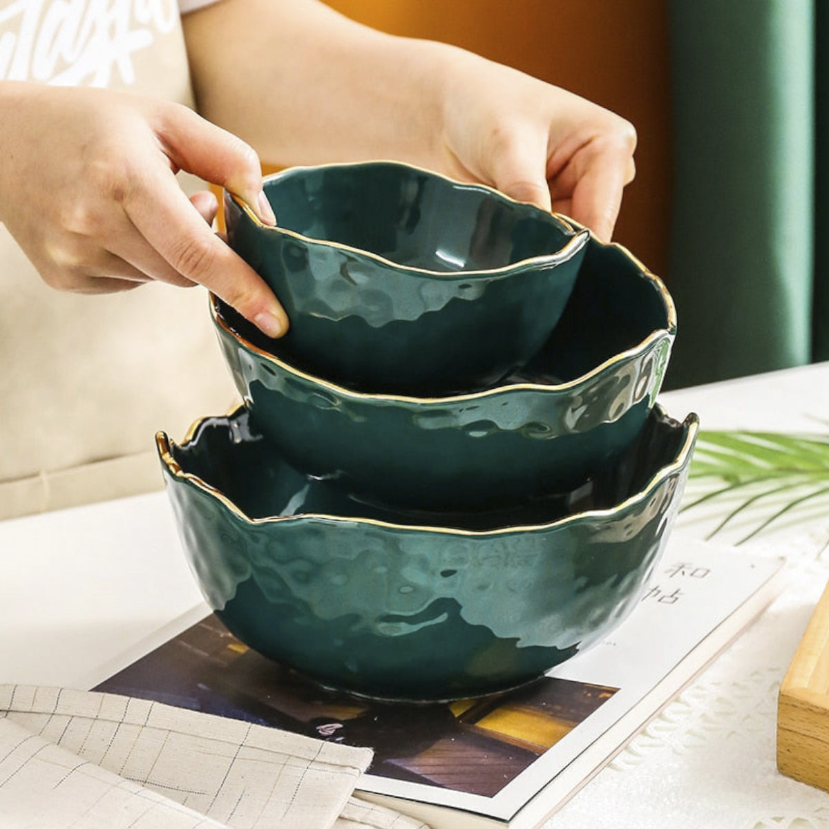 Glazed Ceramic Salad Bowl