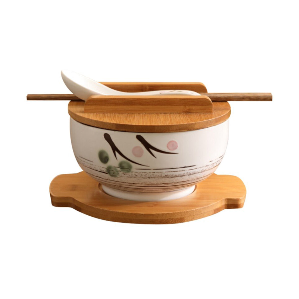 Ceramic Noodle Bowl With Spoon