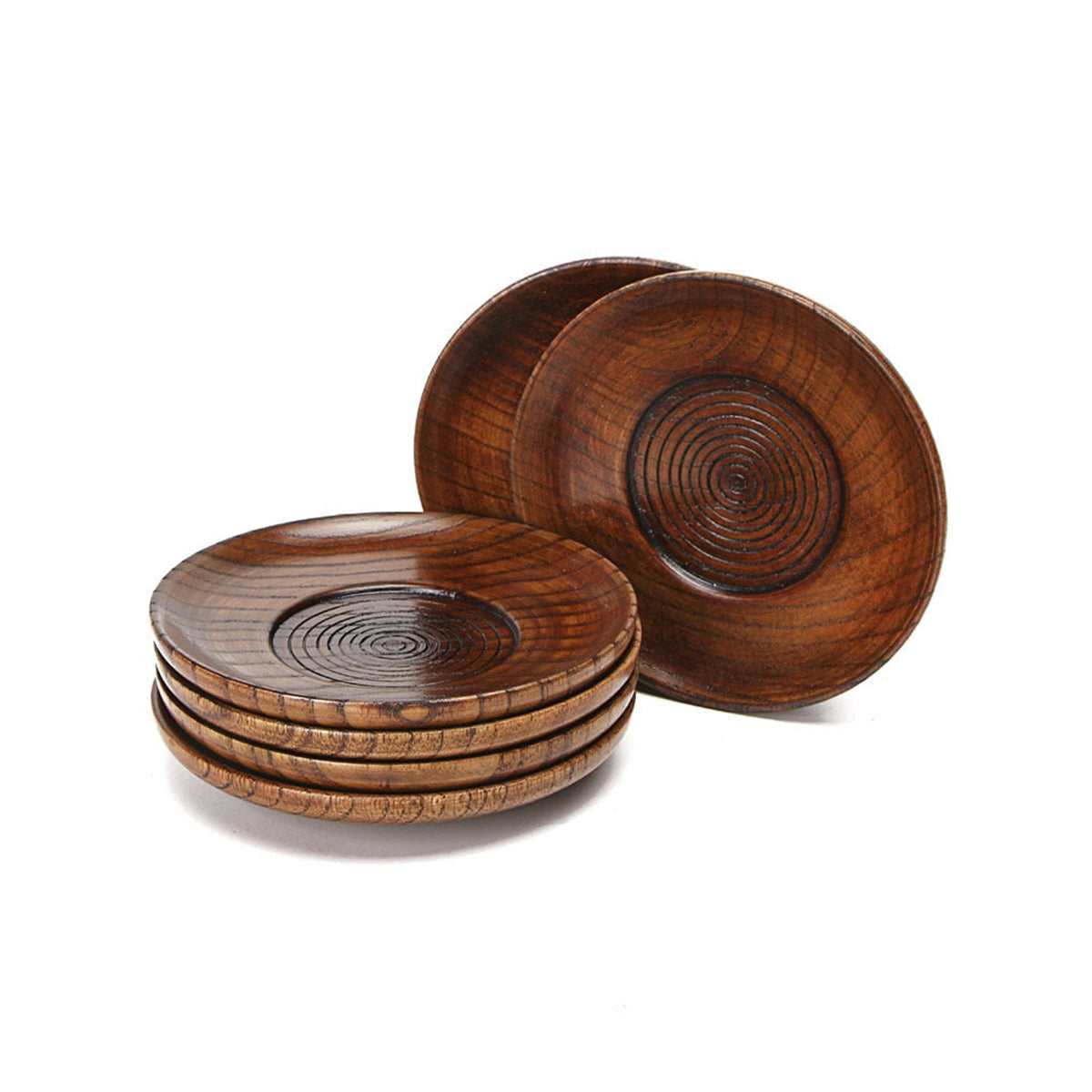 Natural Wood Round Dessert Plate