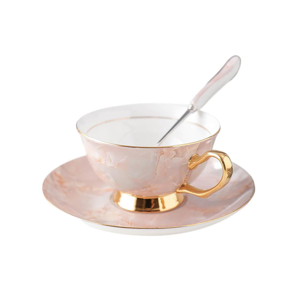 Rose With Gold Marble Tea Cup