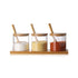 Glass Spice Cellar Set With Bamboo Spoons