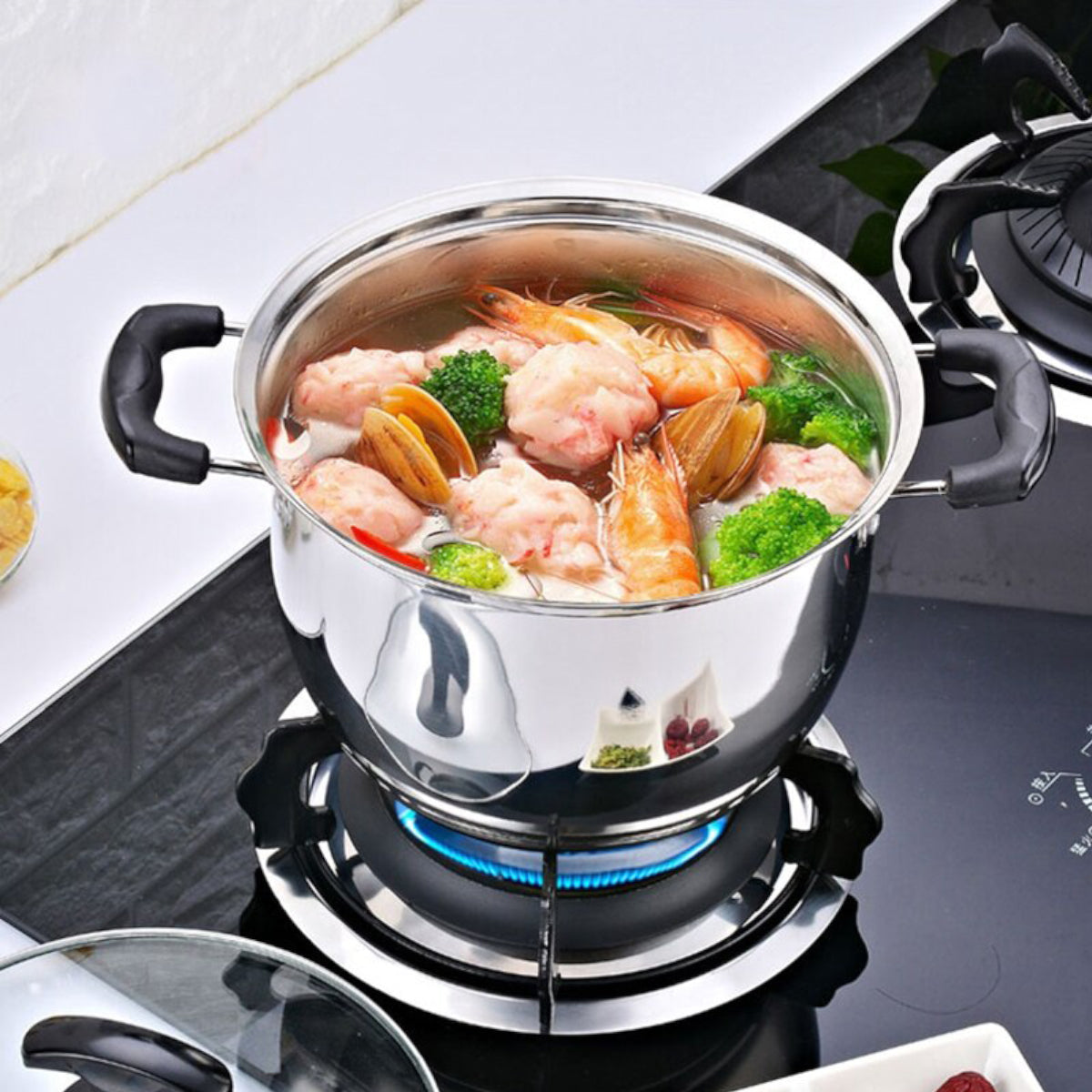 Polished Stainless Steel Soup Pot