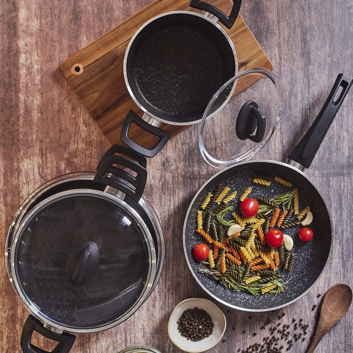 Dark Granite 4 Piece Cookware Set