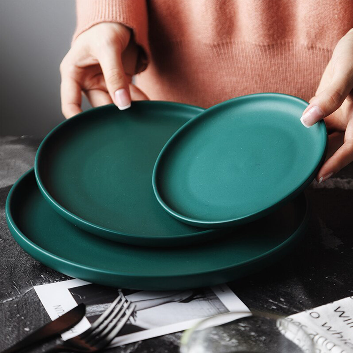 Matte Ceramic Green Plate