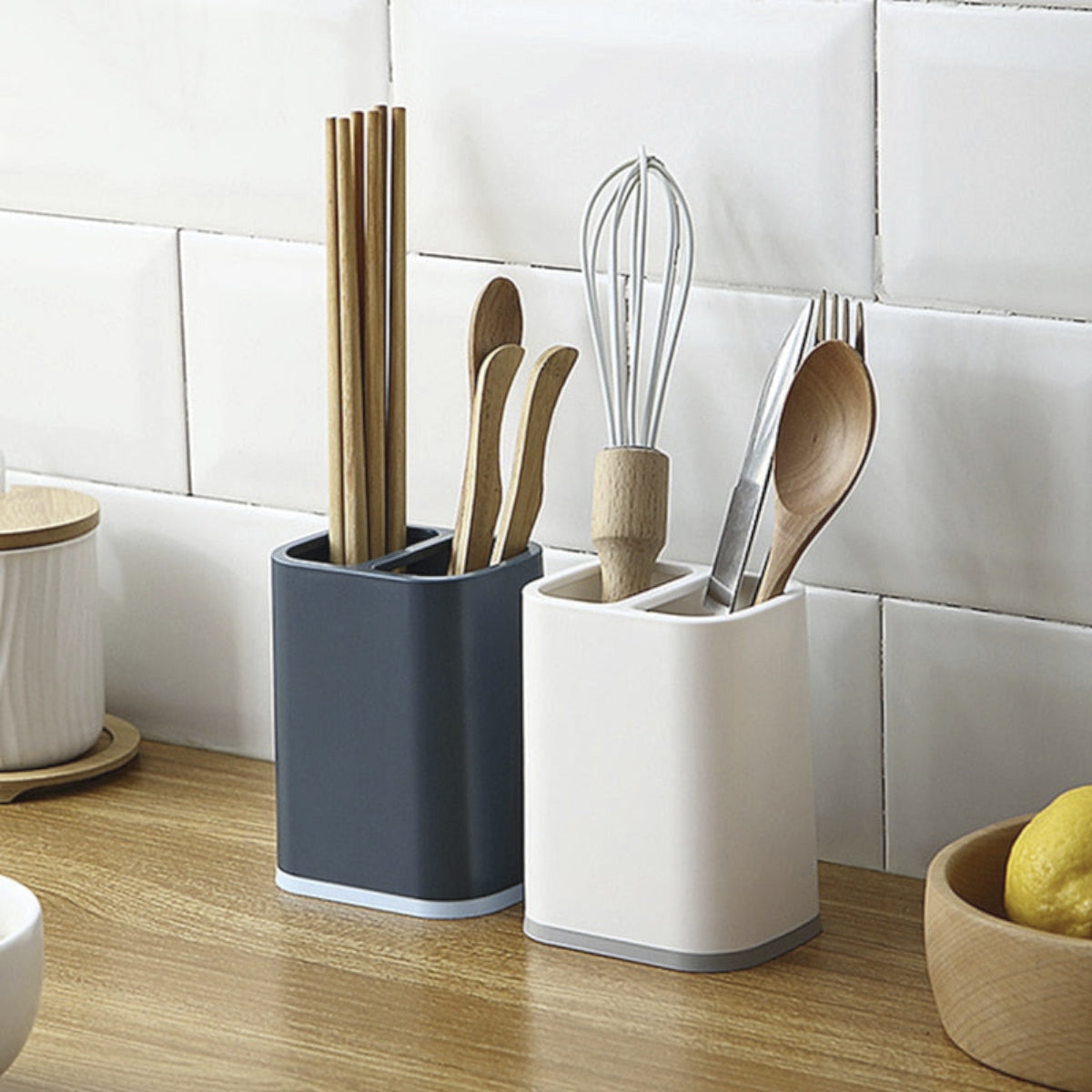 Double Grid Plastic Utensil Holder