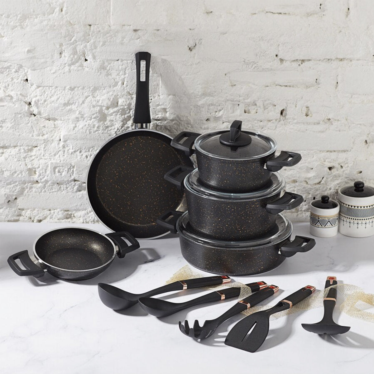 Black Granite Cookware Set