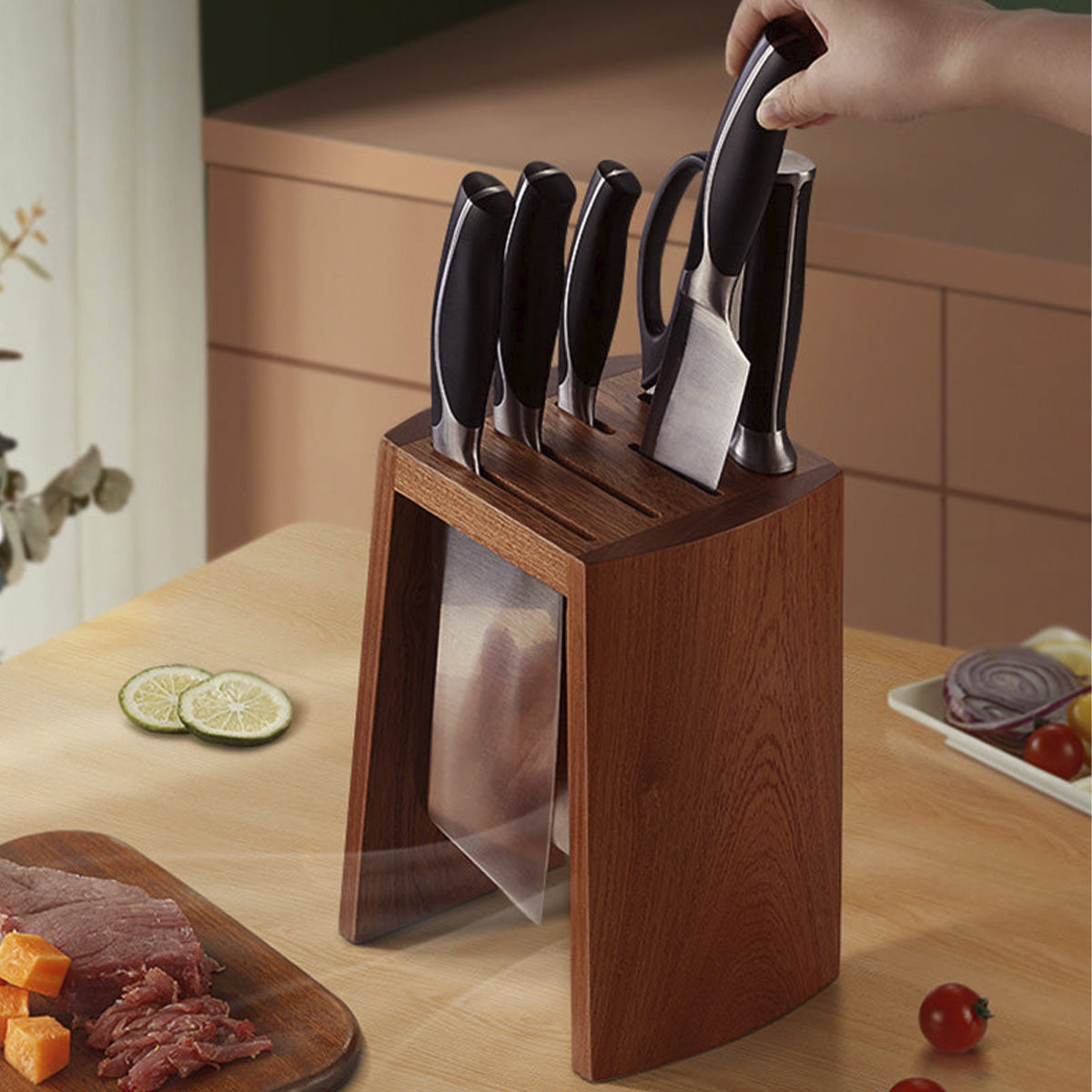 Ebony Wood Simple Knife Storage