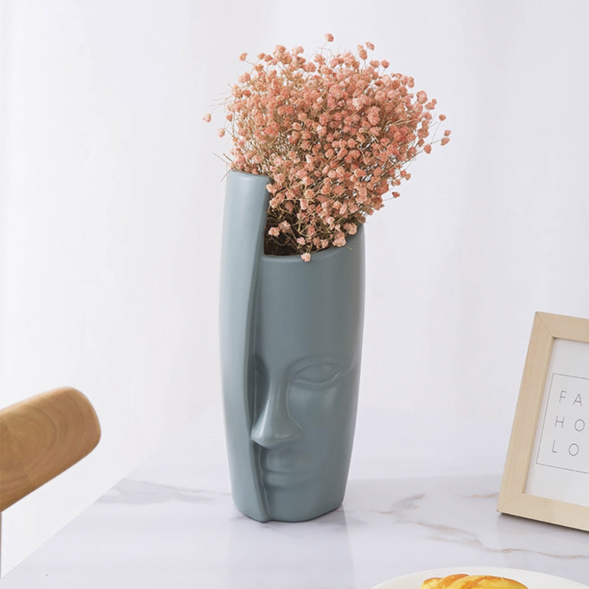 Abstract Human Face Decorative Vase