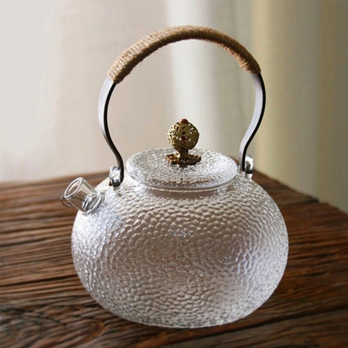 Classic Glass Teapot With Copper Handle