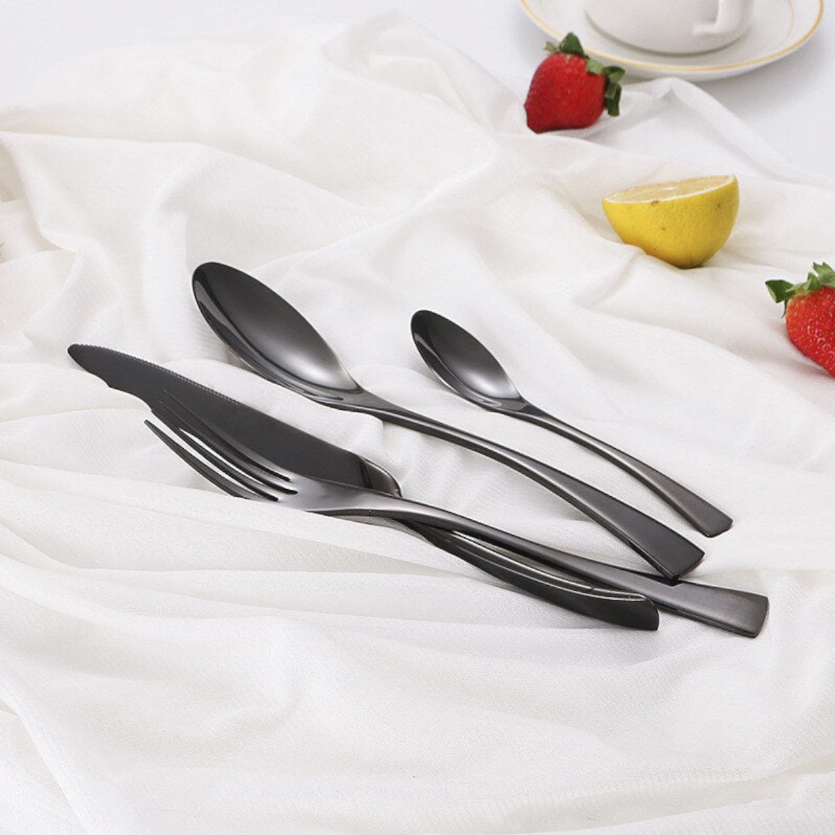 Polished-Black Dinnerware Set