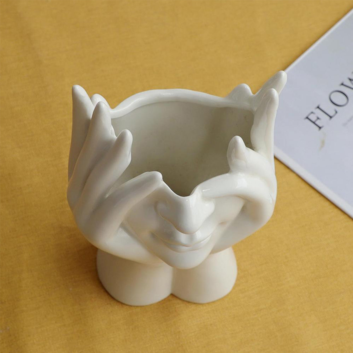Ceramic Human Face Flower Art Vase