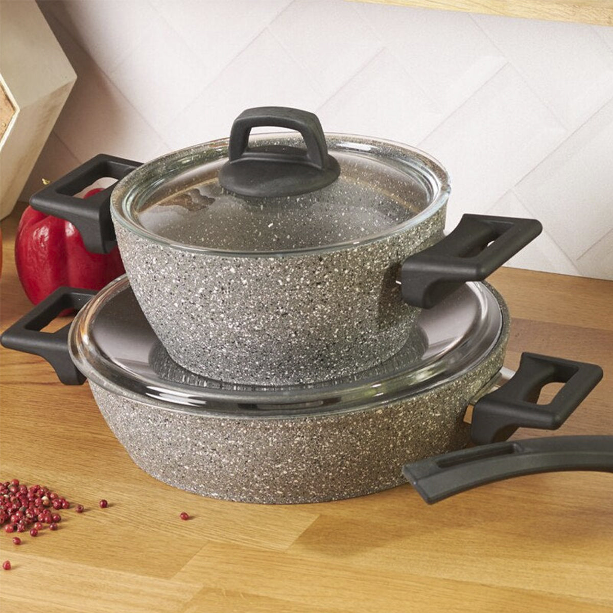 Light-Gray Anti Scratch Cookware Set