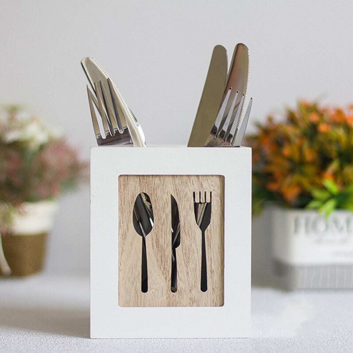 Creative Wooden Utensils Holder