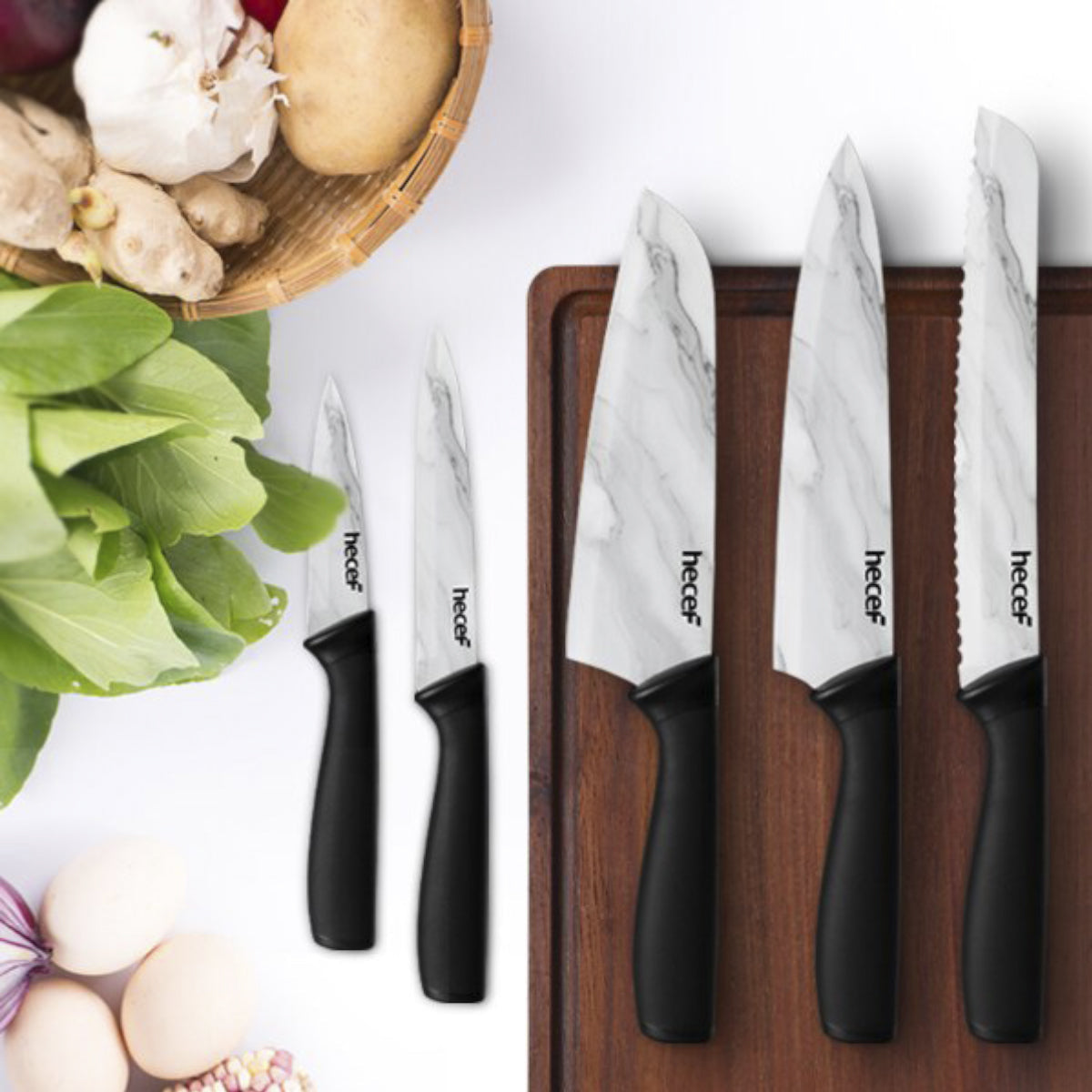 Kitchen Knife Set with Marble Coating