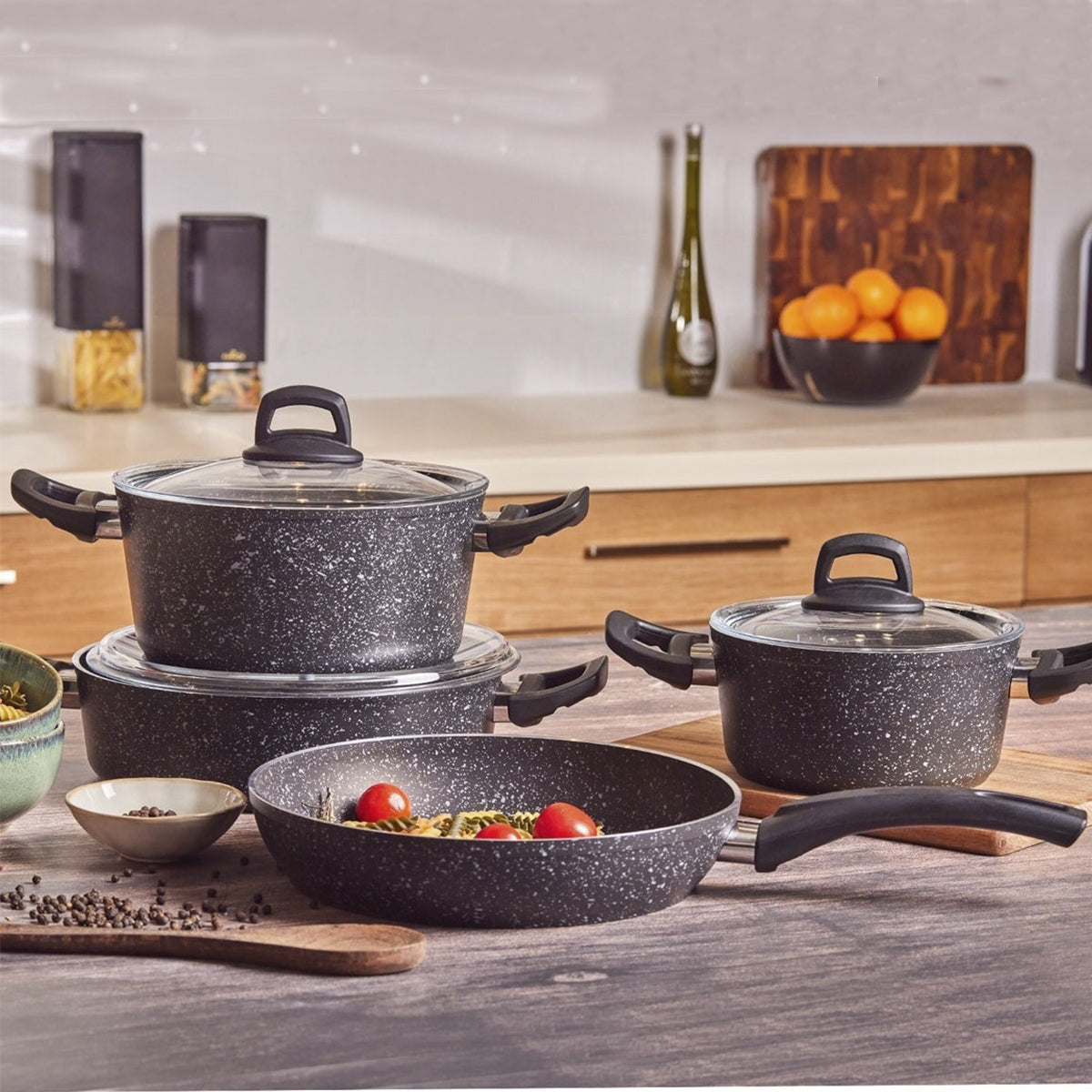 Dark Granite 4 Piece Cookware Set