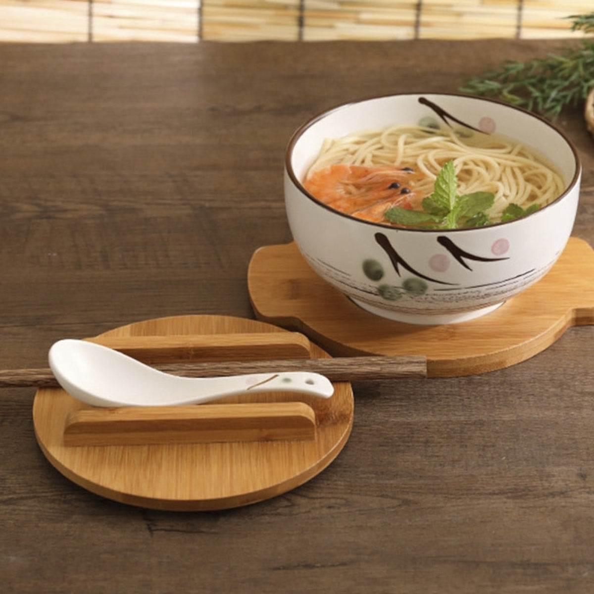 Ceramic Noodle Bowl With Spoon