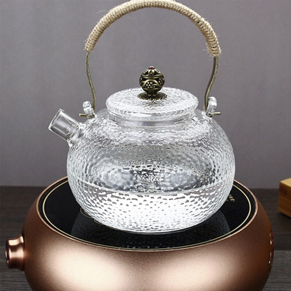 Classic Glass Teapot With Copper Handle