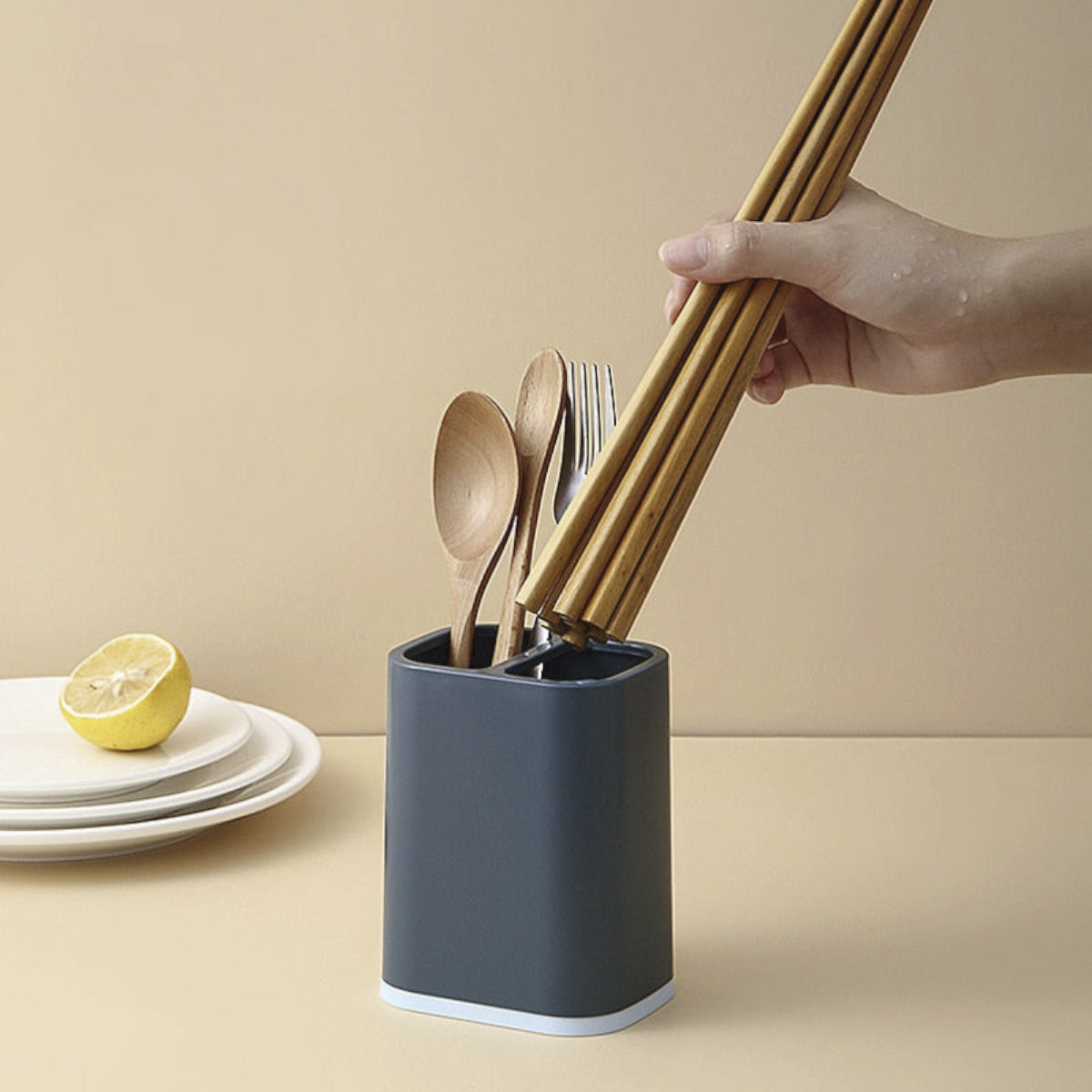 Double Grid Plastic Utensil Holder