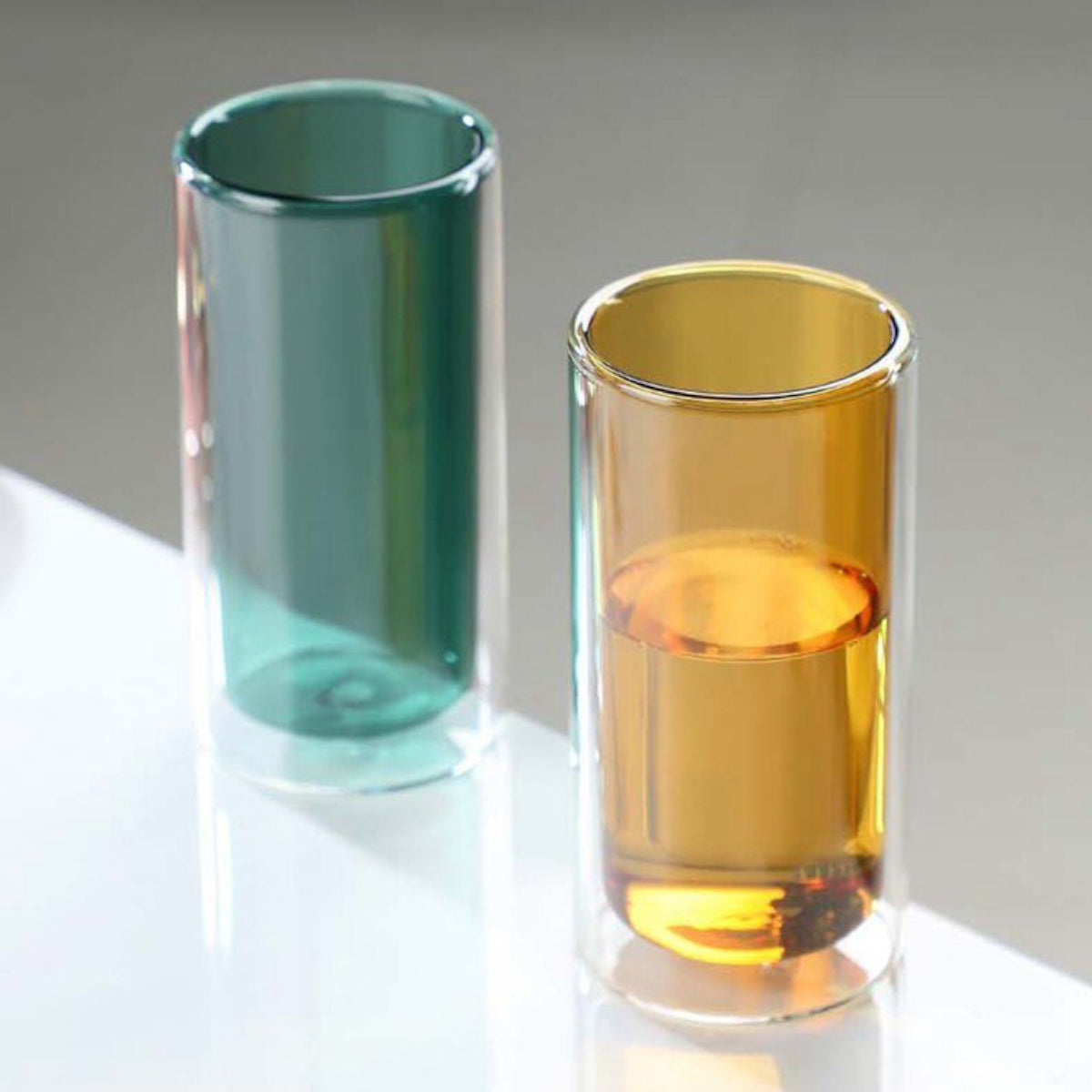 Colored Double Bottom Drinking Glass