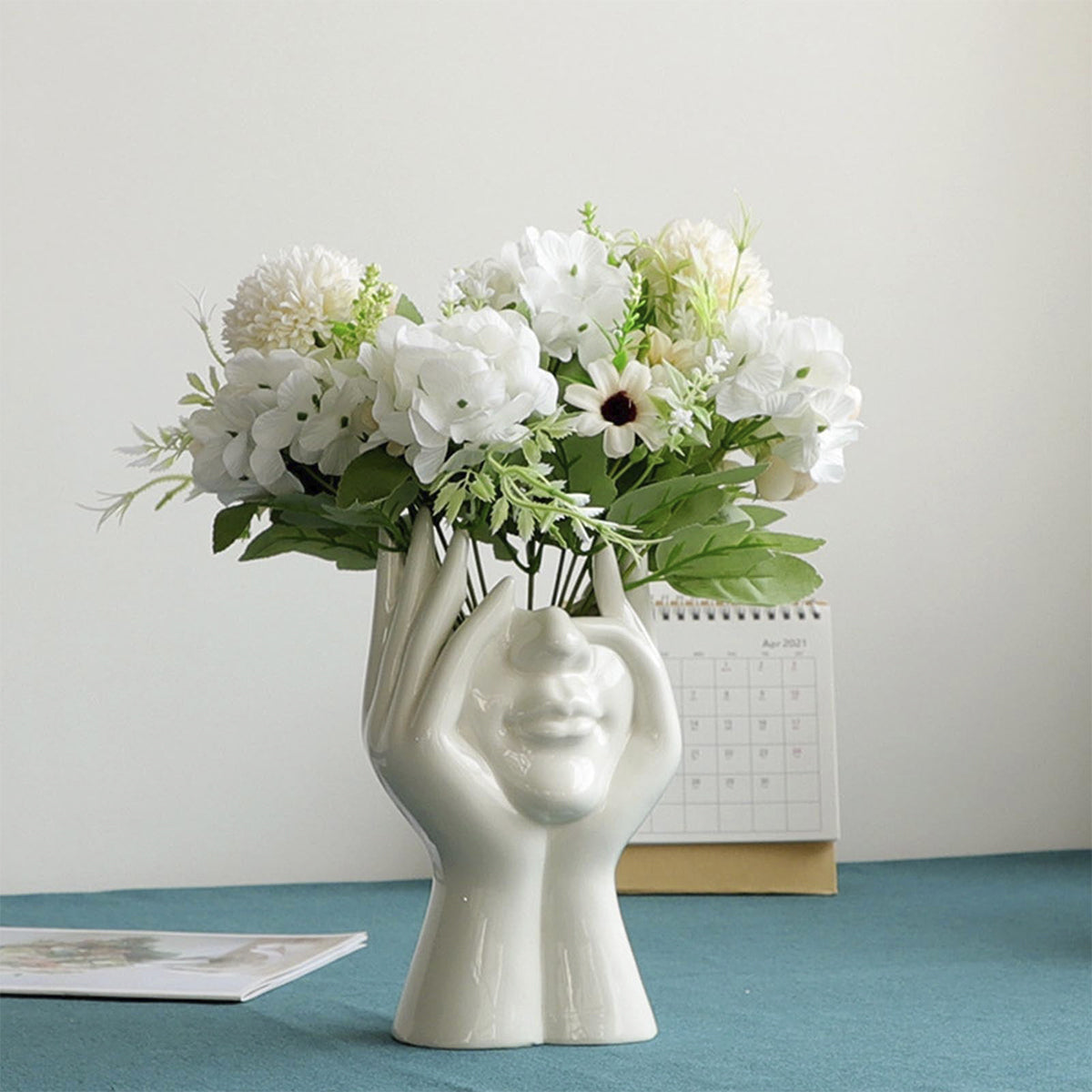 Ceramic Human Face Flower Art Vase