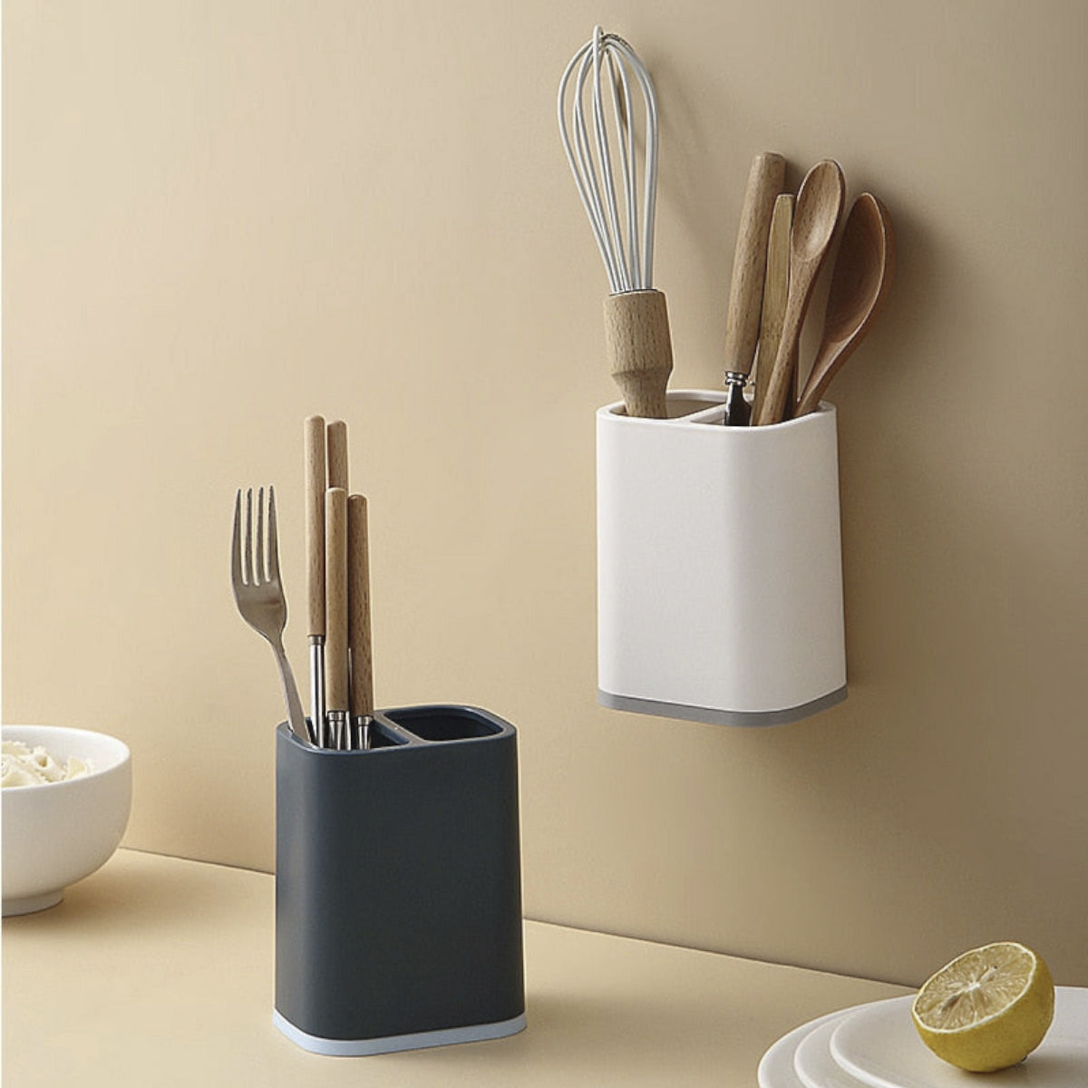 Double Grid Plastic Utensil Holder