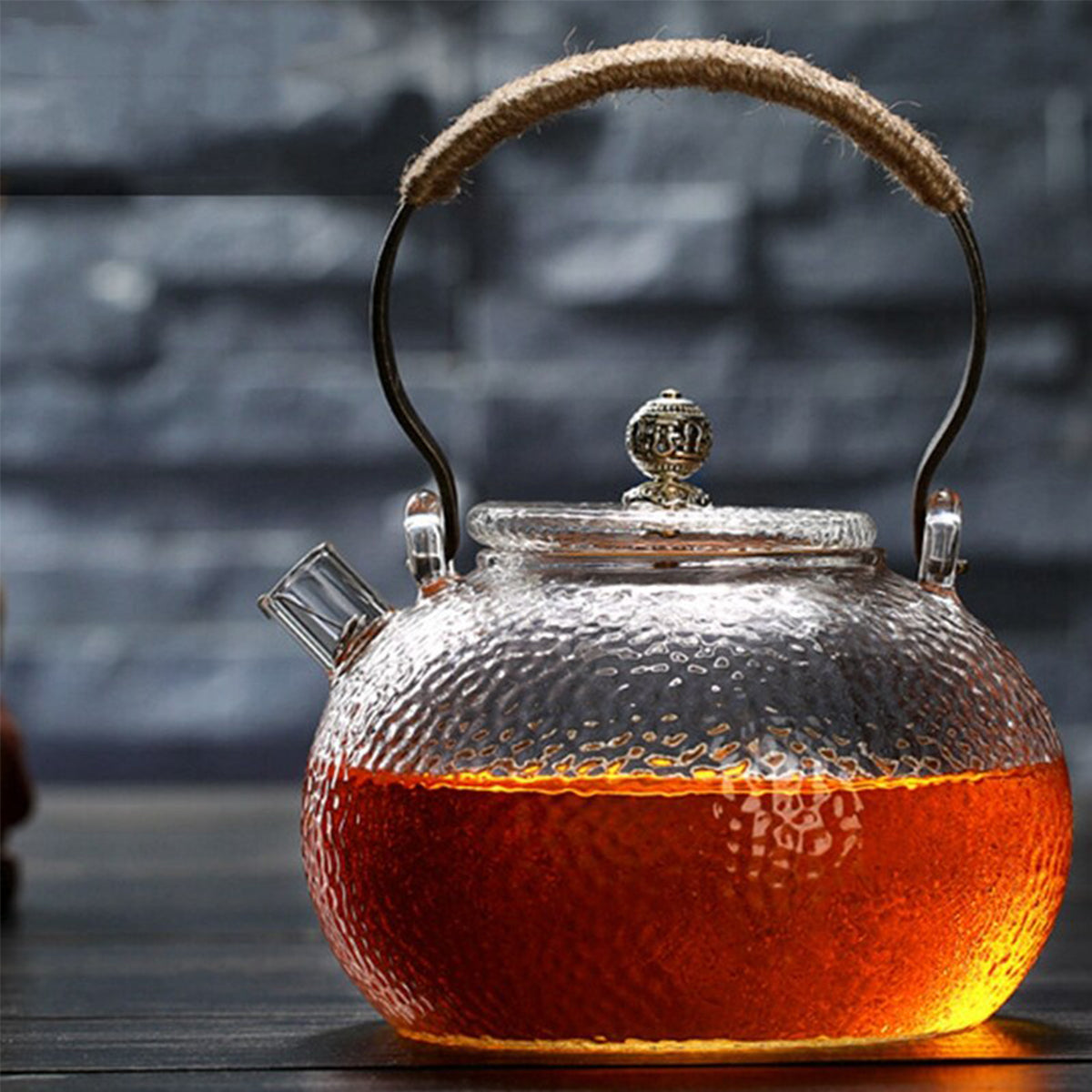 Classic Glass Teapot With Copper Handle