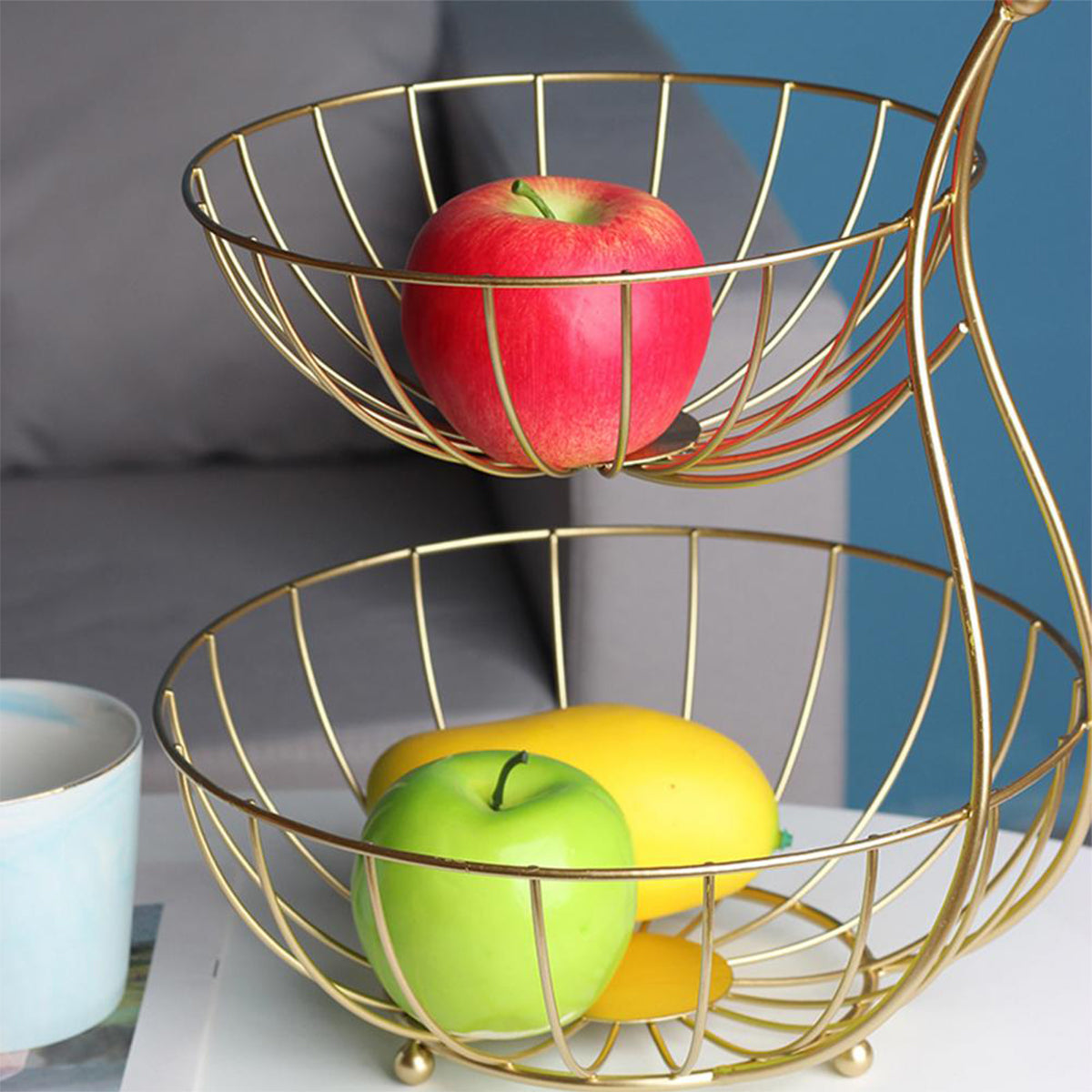 Steel Wire 2-Tier Fruit Basket