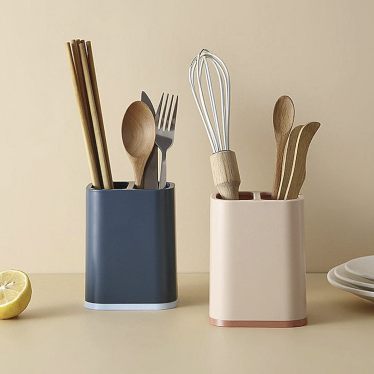 Double Grid Plastic Utensil Holder