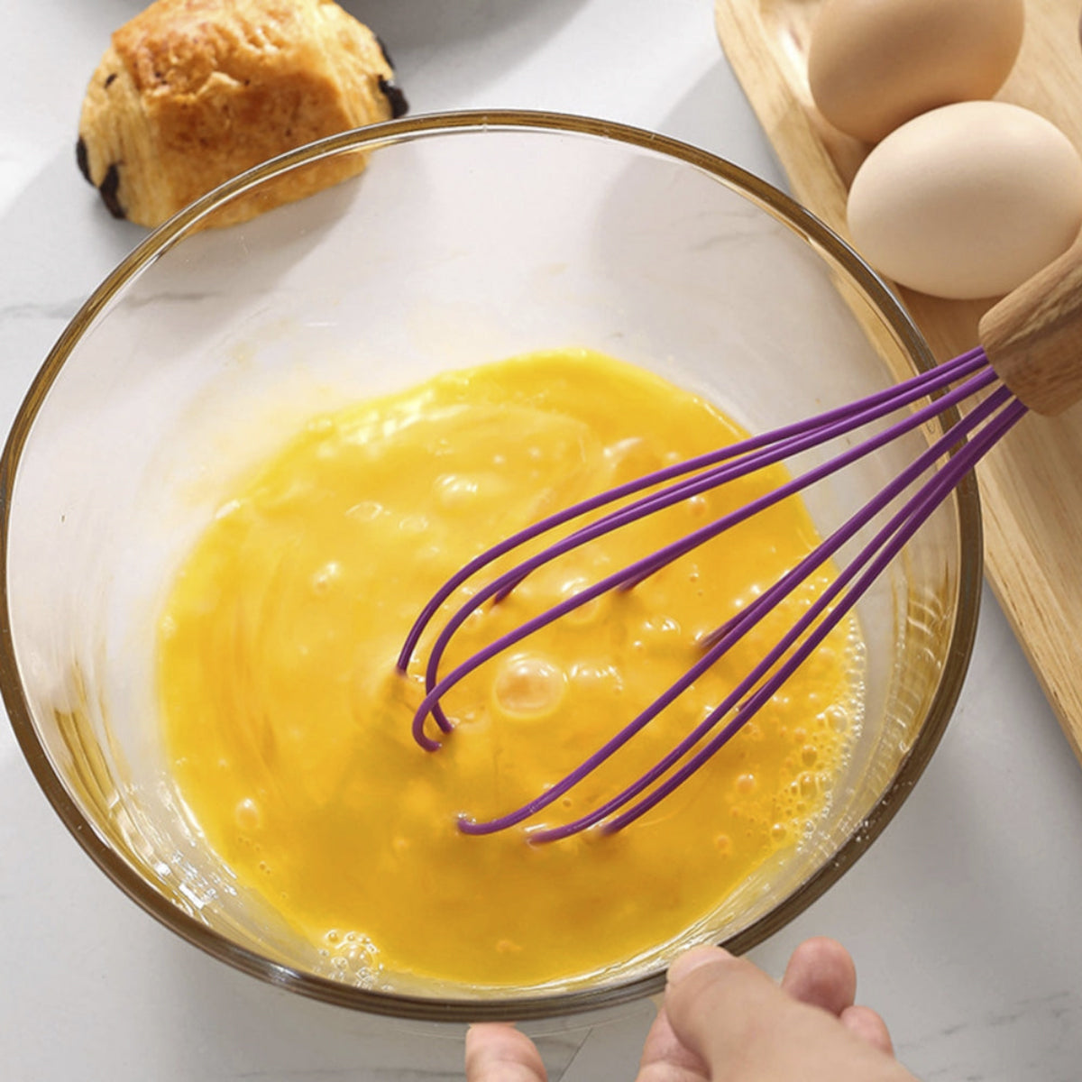 Wooden Handle Silicone Egg Whisk
