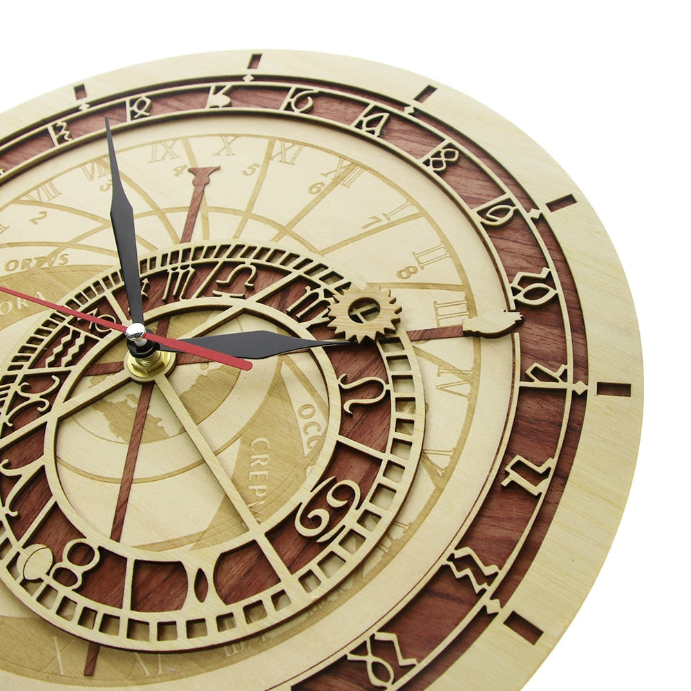 Wooden Astronomy Style Wall Clock