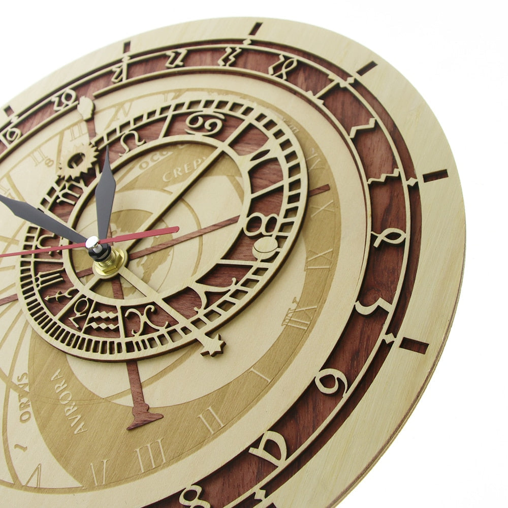 Wooden Astronomy Style Wall Clock