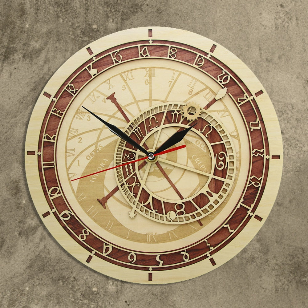 Wooden Astronomy Style Wall Clock