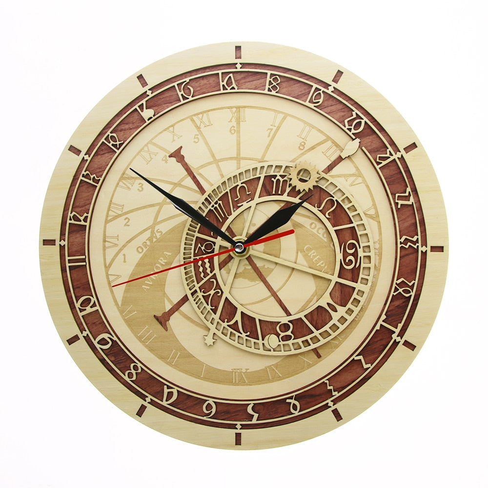 Wooden Astronomy Style Wall Clock